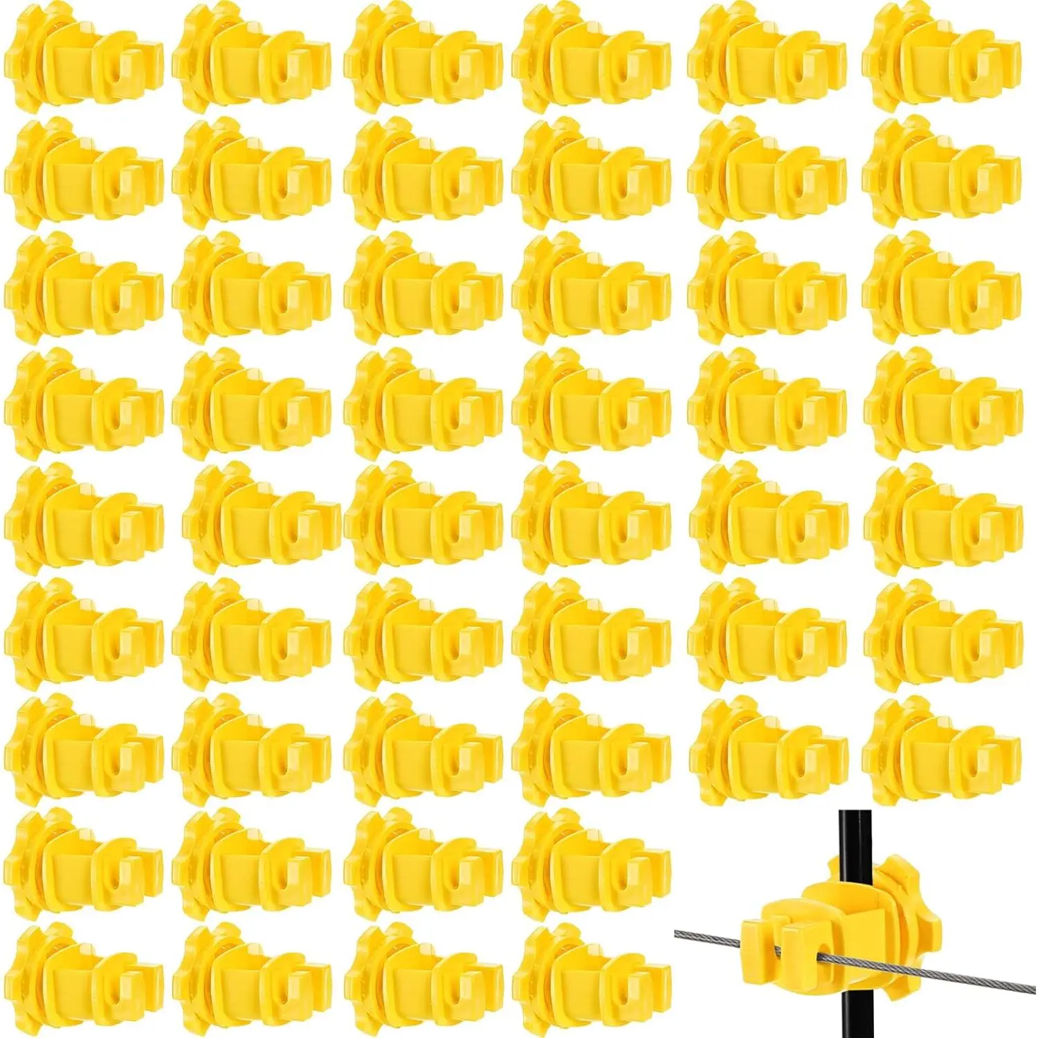 50 Pack Electric Fence Insulators, Screw Tight Round  Insulator, Electric Fence Wire Insulators for Round Pipe,  Clips Insulators for Farm  Agricultural Fence