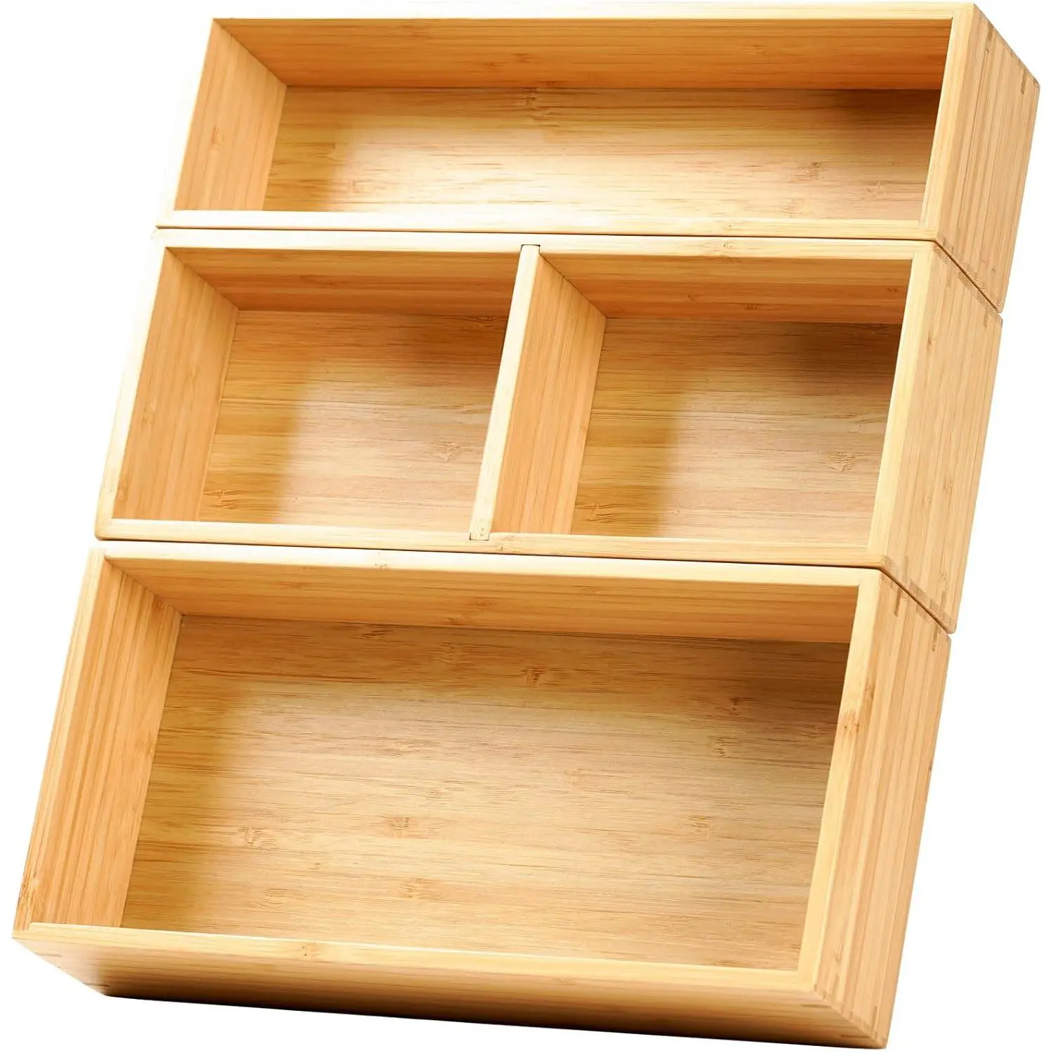 Drawer Organizer Storage Boxes, 2.5" High  Drawer Dividers, 3 Rearrangeable Bins for Kitchen, Office Desktop, Clothing, Makeup, ,