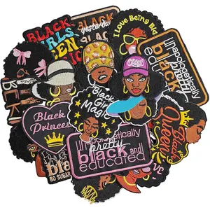 GYGYL 20Pcs Black Girl Iron on Patches, Afro Black Girl Magic Embroidered Applique Sew on/Iron on Patches for Clothes, Hats, Backpacks, Jackets, T-Shirt
