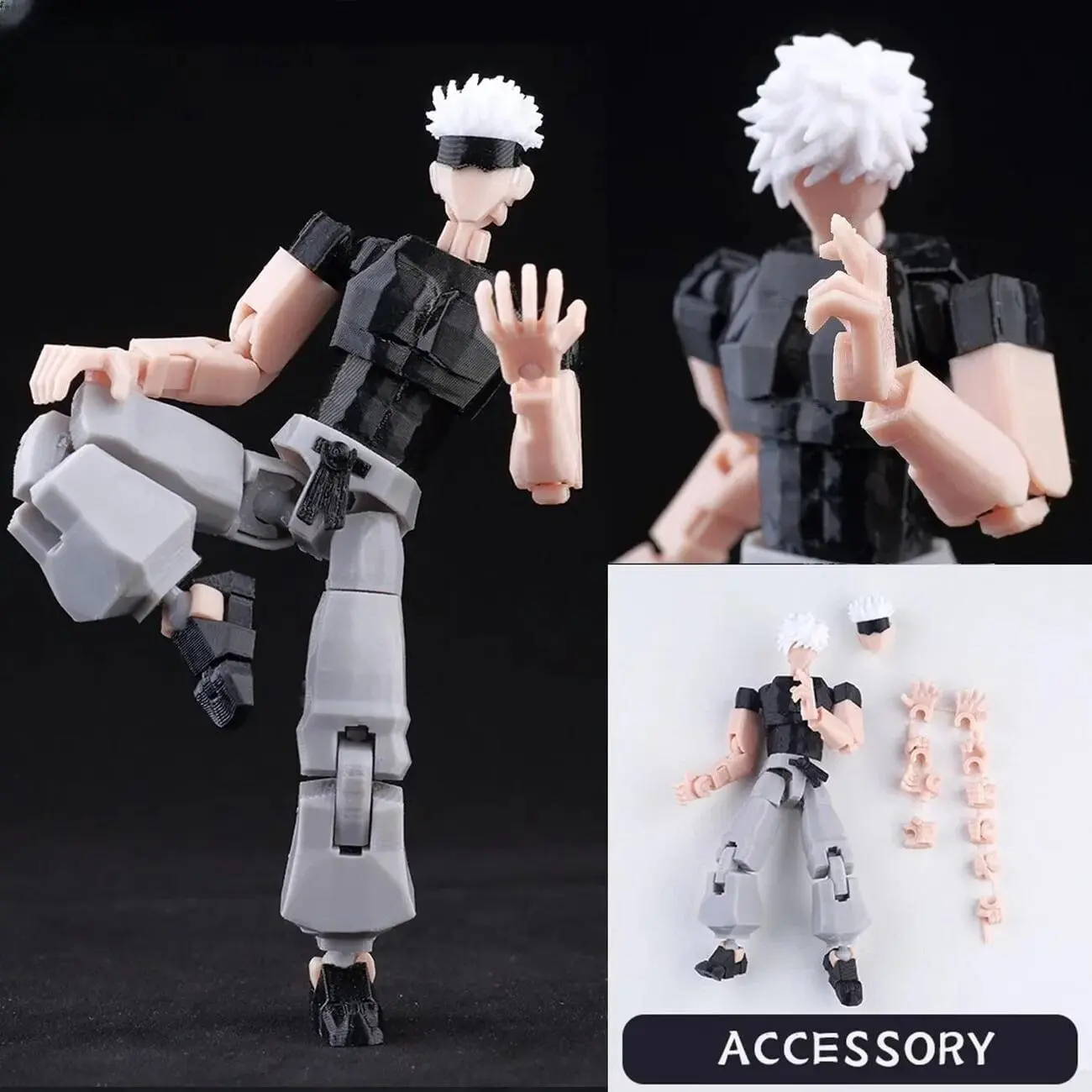 JJK 3D Printed Figurine, Movable Joints Interchangeable Prats, Mini Anime JJK Statue Collectible
