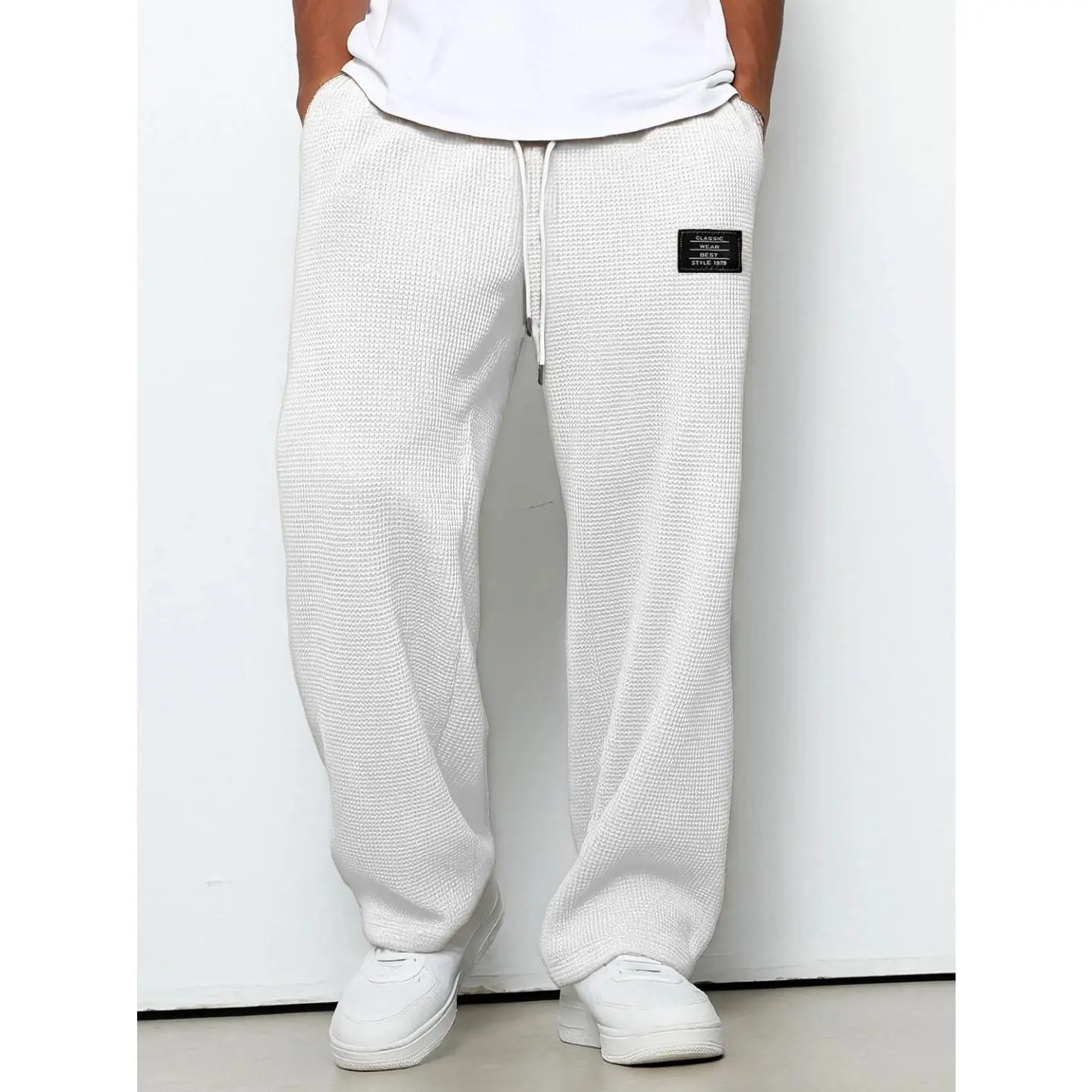 New product, fits for men, bottom clothes, casual trouser, outdoor outfit, skin-friendly comfort, waffle fabric, baggy sweatpants, casual comfy fit for everyday wear
