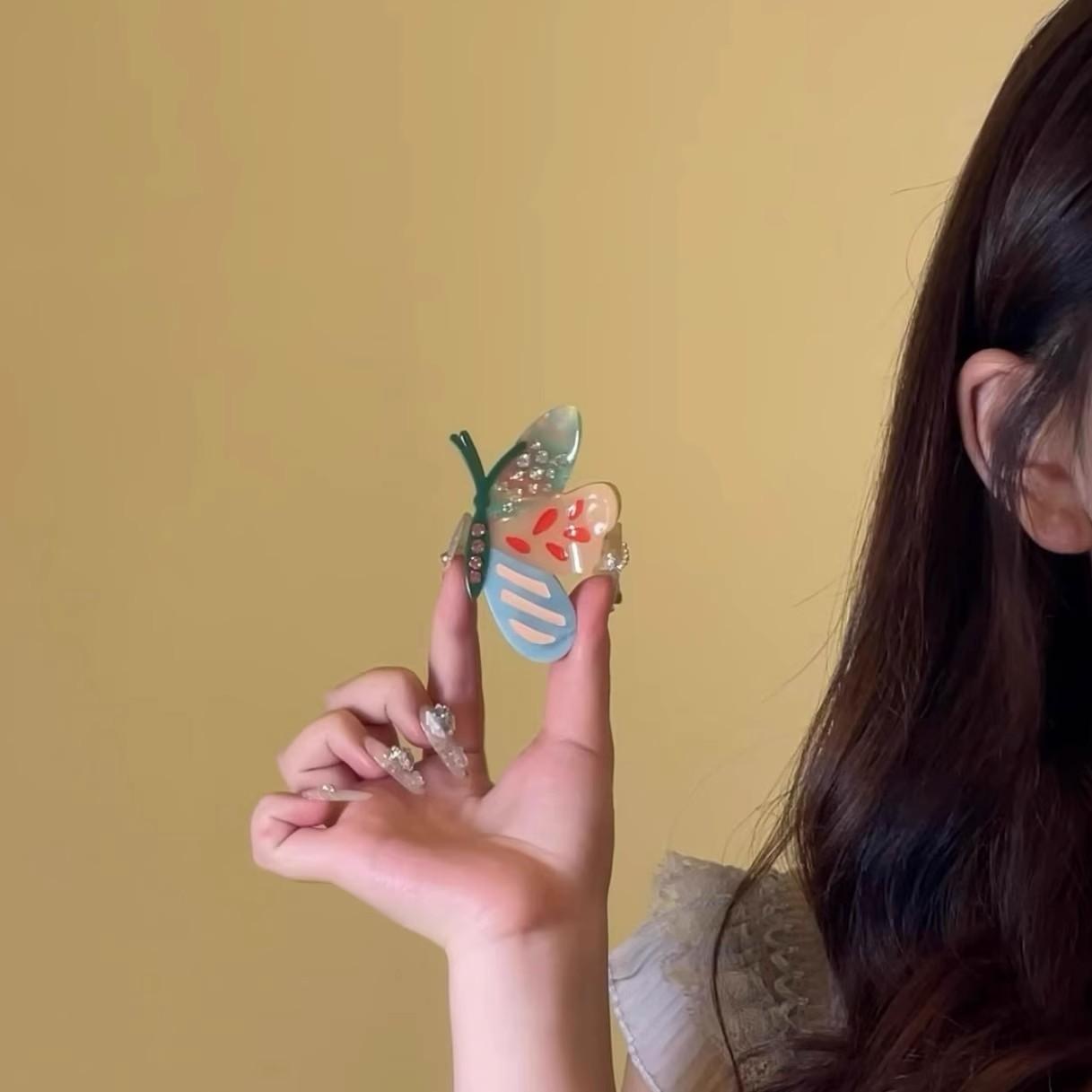 2 pcs New Butterfly Hair Clip Premium Acetate Updo Accessory |   Korean-Style Fashion Hair Clip for Women