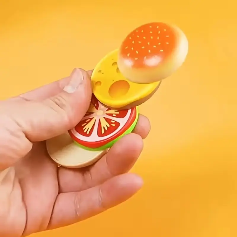 Magnetic Sliding Hamburg Toys-Interactive Finger Slider with Realistic Sesame Bread, Lettuce, Tomato and Cheese-Multi-color relaxing fingertip toys and adults, playful design | Smooth sliding mechanism, food toys