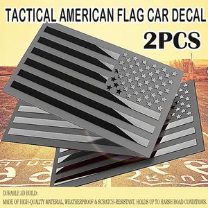 2Pcs 3D Embossed Matte Black US Flag Metal Emblem Stickers, Universal for Jeep, SUV, Pickup Trucks & RVs