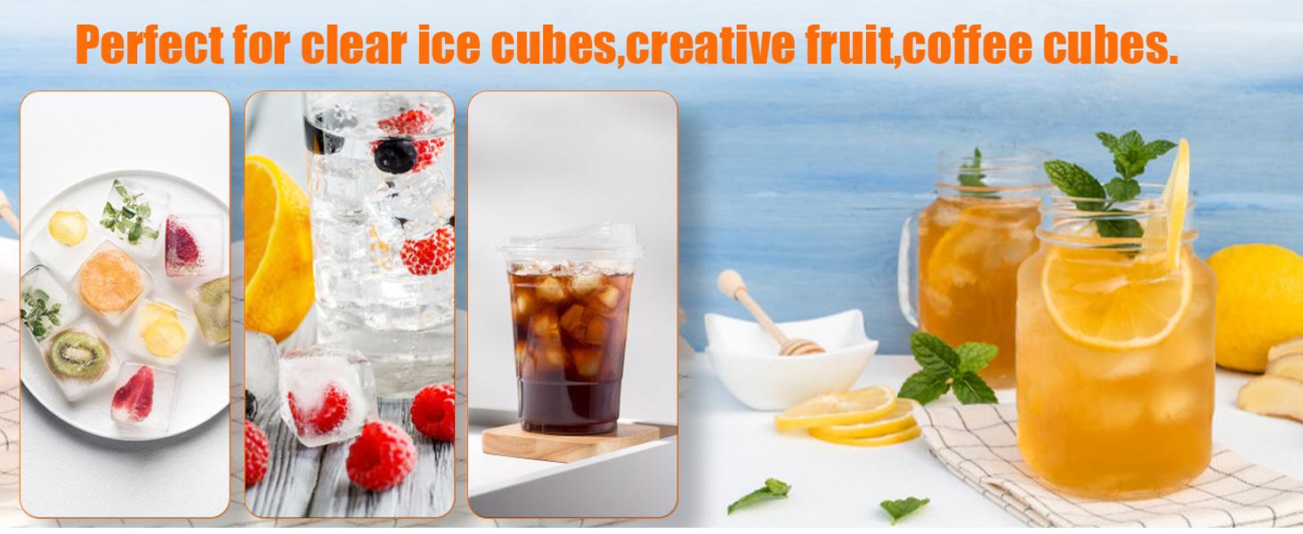 Ice Cube Tray with Lid&Bin, Ice Cube Mold with 56 Cubes, Stackable Ice Trays for Freezer with Easy-Release Silicone Bottom, for Drinks, Coffee, cocktail