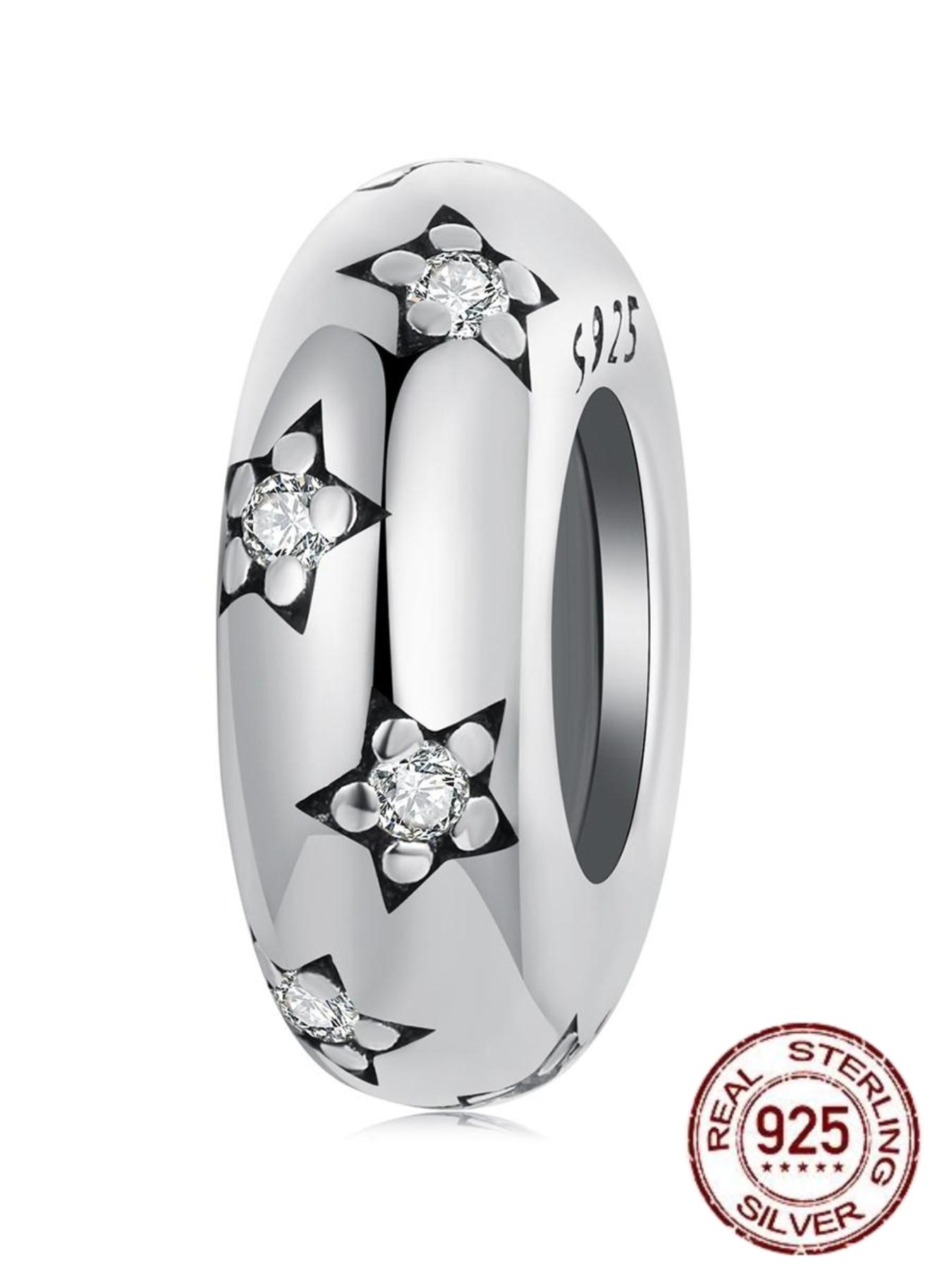 S925 Sterling Silver Star Design  Bead, Fashionable Diy Bead for Necklace & Bracelet, Trendy All-match & Exquisite Diy Jewelry Accessories for Birthday Gift