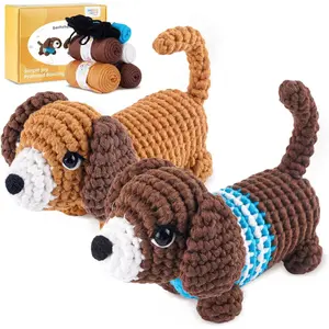 Crochet Kit for Beginners, Learn to Crochet, Include Easy Knitting Soft Yarn, Step-by-Step Video Tutorial, Hook, Holiday Birthday  for Adults (Sausage )