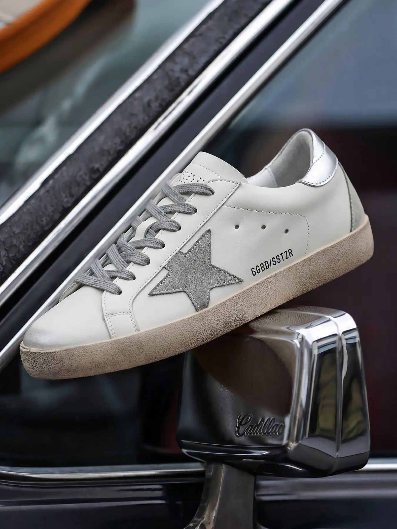 Women's Vintage Starry Sneakers, Leather Mesh Low Top Casual Shoes, Soft Sole Commuter Sneakers, Spring & Fall Fashion