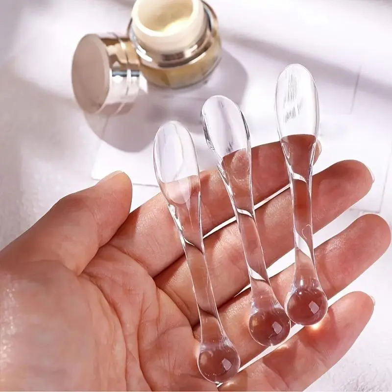 3pcs [DIY Beauty Tools Cosmetic Spatulas] Cosmetic Spatulas Scoop Face Cream Mask Mud Mixing Spoon DIY Beauty Tools Absorb Roller Facial Makeup Applicator