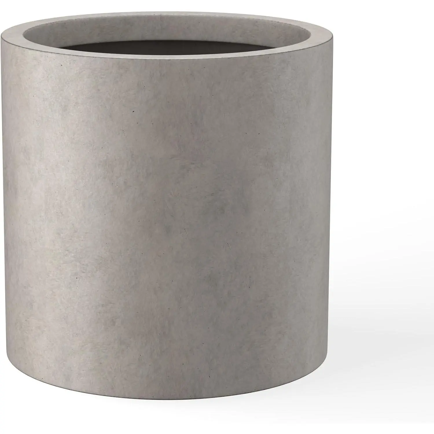 9.8" Dia Round Concrete Planter, Modern Style Large Cylindrical Plant Pot with Drainage Hole and Rubber Plug for Indoor Outdoor Patio, Weathered Concrete