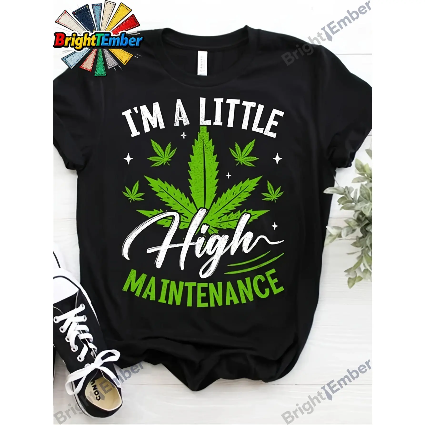 I'M a Bit Demanding with Humor, Featuring a Cannabis-Themed T-Shirt Available in Sizes S to 5XL for Men. It Has a Relaxed Crew Neck And Is Suitable for Any Season, Showcasing a Fun Graphic Design And a