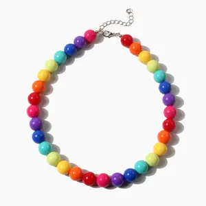 Barbados Collar Multi-Color Acrylic Beaded Costume Necklace - Fashion Jewelry Accessory for Daily Wear