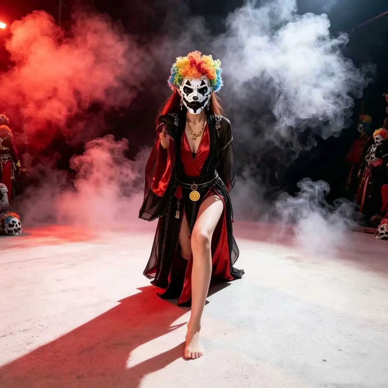 New Dark Joker Mechanical Skull Headgear, Colorful Fluffy Wig Mask, Costume Mask, Mask Cosplay, Halloween Party Props, Bar Photo Decoration, Influencer Photography Accessories