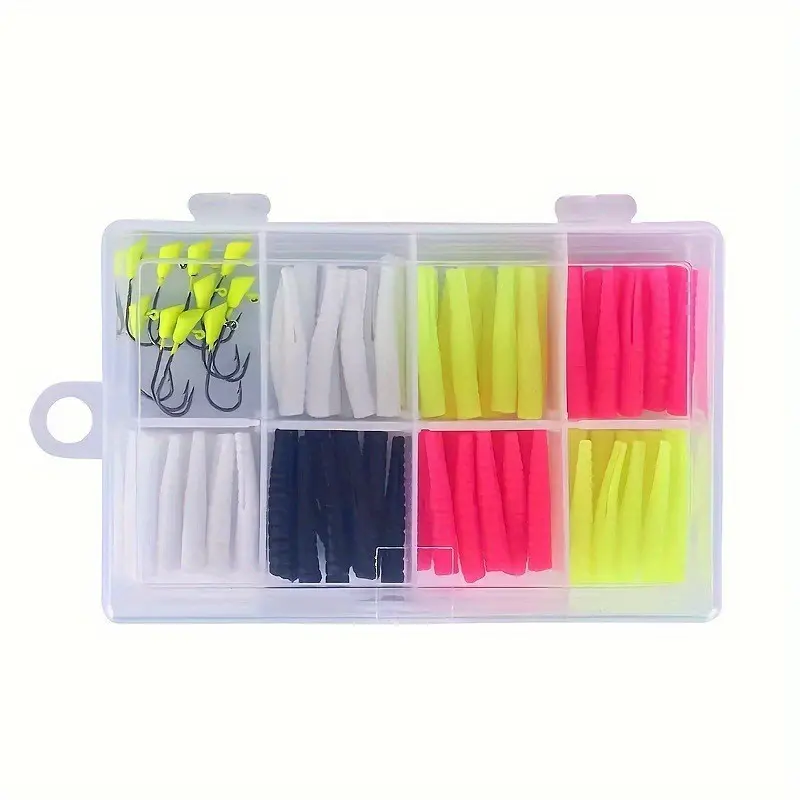81-Piece Artificial Fish Bait Set, Suitable for Freshwater and Saltwater, Soft Fishing Lures with Worm Hooks and Freshwater Gears