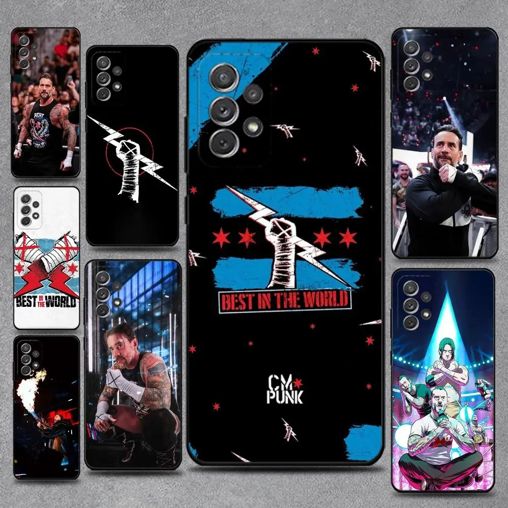 CM P-Punk Phone Case Wrestling Legend Fan Design Protective Black Cover Designed for iPhone 11-17 Pro Max/Plus & Samsung Galaxy S23-S25