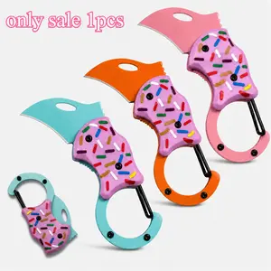 Women's Mini Folding Knife, 1.3 Inch Unboxing Tool, Unique Donut Design, Cute Multi-Functional Pocket Knife, Ideal Gift for Men and Women