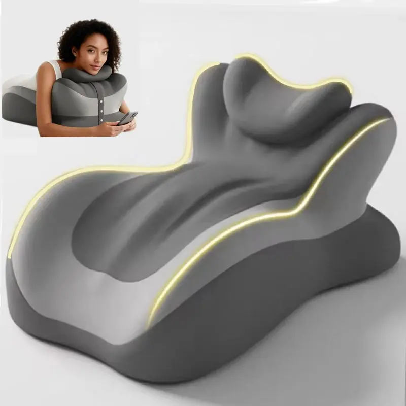Ergonomic Memory Foam Pillow for Prone Sleeping, Washable Soft Fabric, Multi-Angle Back Support, Scientific Body Alignment
