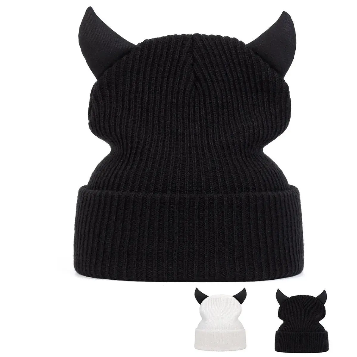 Unisex Personalized Bull Horn Beanies Winter Warm Hat Hip Hop Cap Beanie Hat Caps for Women Men