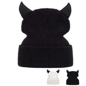Unisex Personalized Bull Horn Beanies Winter Warm Hat Hip Hop Cap Beanie Hat Caps for Women Men