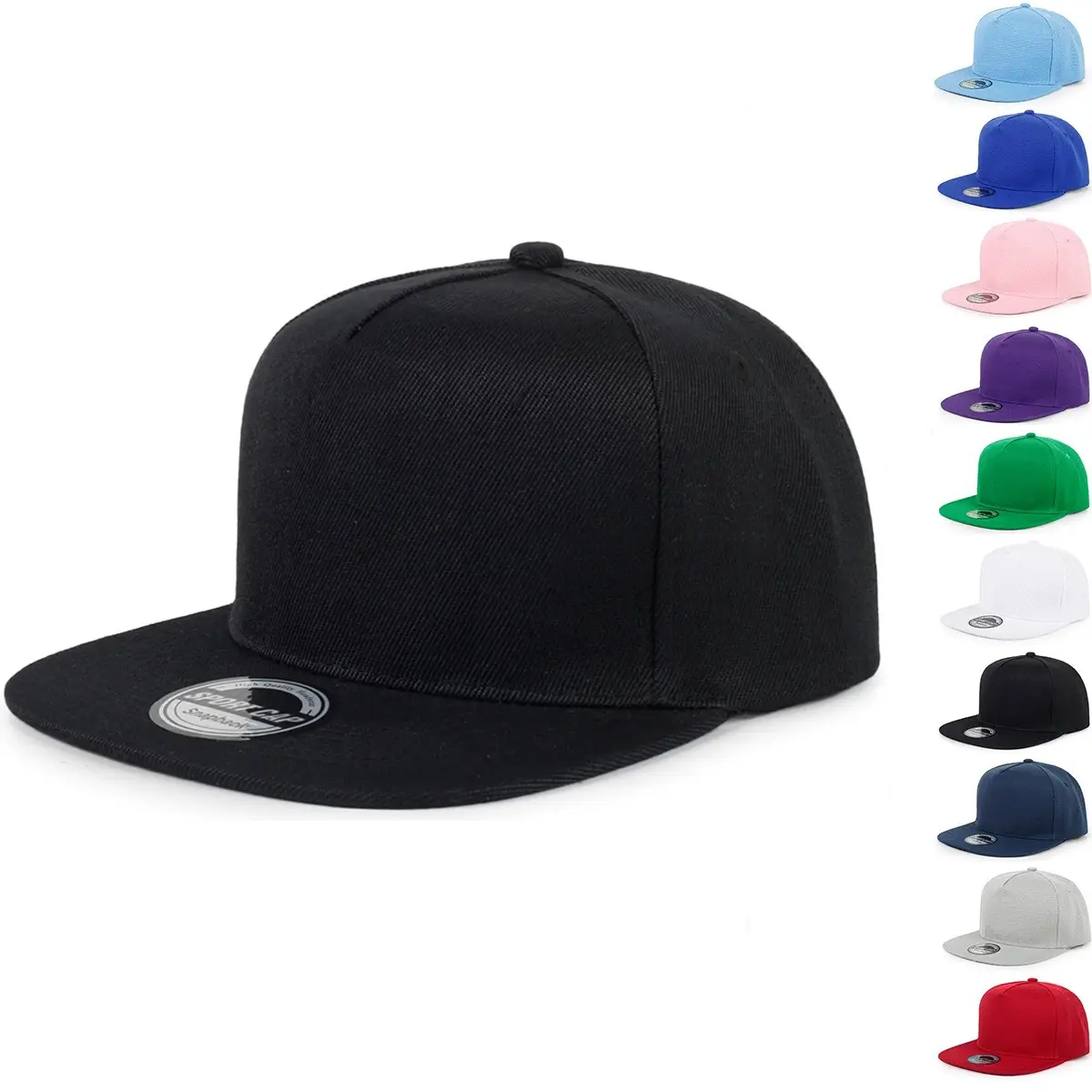 Men’s 5-Panel Structured Flat-Bill Snapback Cap - Solid Faux-Wool Adjustable Streetwear Headwear for Daily Casual Outfits