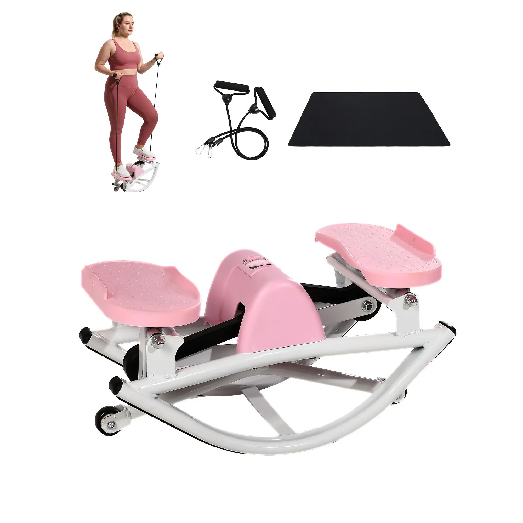 Lateral Rock Stepper - Heavy Duty 350LBS Dual-Motion Home Cardio Machine - 3D Full Body Workout - Digital Display & Mat - Balance & Resistance Training