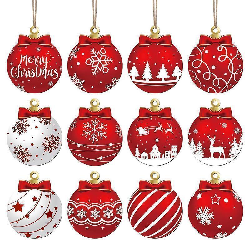 2025 Wooden Christmas Ornaments Hanging Decorations Xmas Ball Pendant DIY Christmas Tree Craft Decor for Home New Year Gifts
