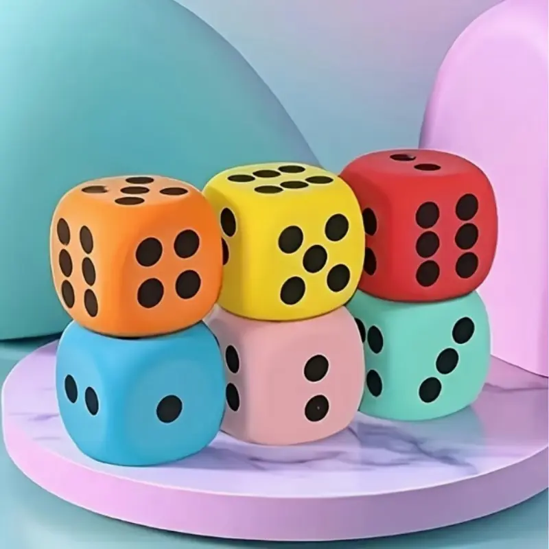 6-Piece Random Color Soft Foam Dice Set, Perfect for Learning and Playing Game, Ideal for Birthdays, Christmas, Halloween, Fun Educational Toys