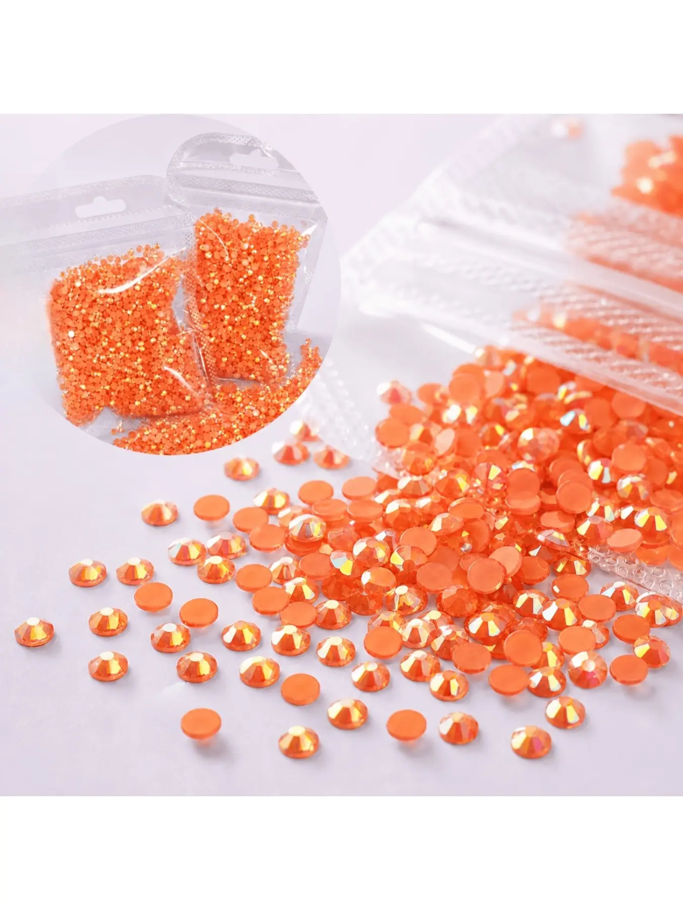 Orange flat bottomed round jelly rhinestone, sparkling crystal gemstone Used for crafts, clothing, bottles, cups, nail art