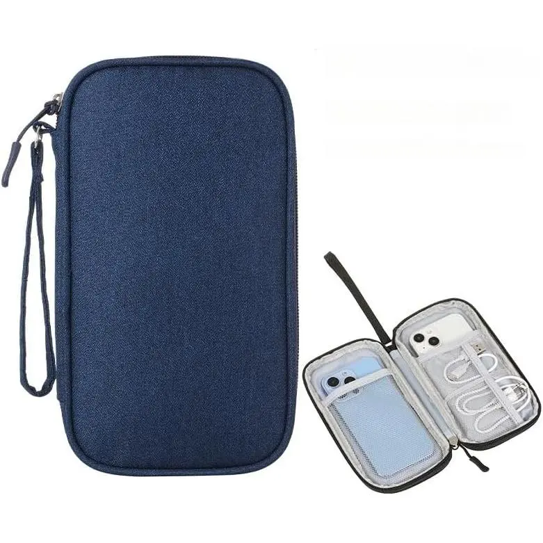 Organizer Travel  Accessories BagPouch Portable  Storage Bag  Organizer Case for , ,USB ,Power ,Cord, Charger, Phone, Earphone (Dark Blue)
