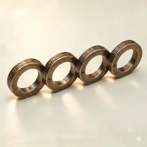 Modular Screw-Linked Fidget Rings Set - Vintage Oxidized Metal Chunk Gothic Streetwear EDC Mechanical Anti-Anxiety Costume Jewelry for Men and Women