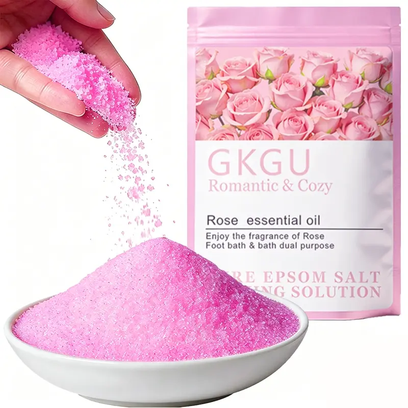 GKGU Rose Bath Salt, Body Bath Salt, Mild Exfoliating Bath Agent, Moisturizes the Skin and Softens Body Bath Salt, Suitable for all skin types, Body Care, Bath Essentials
