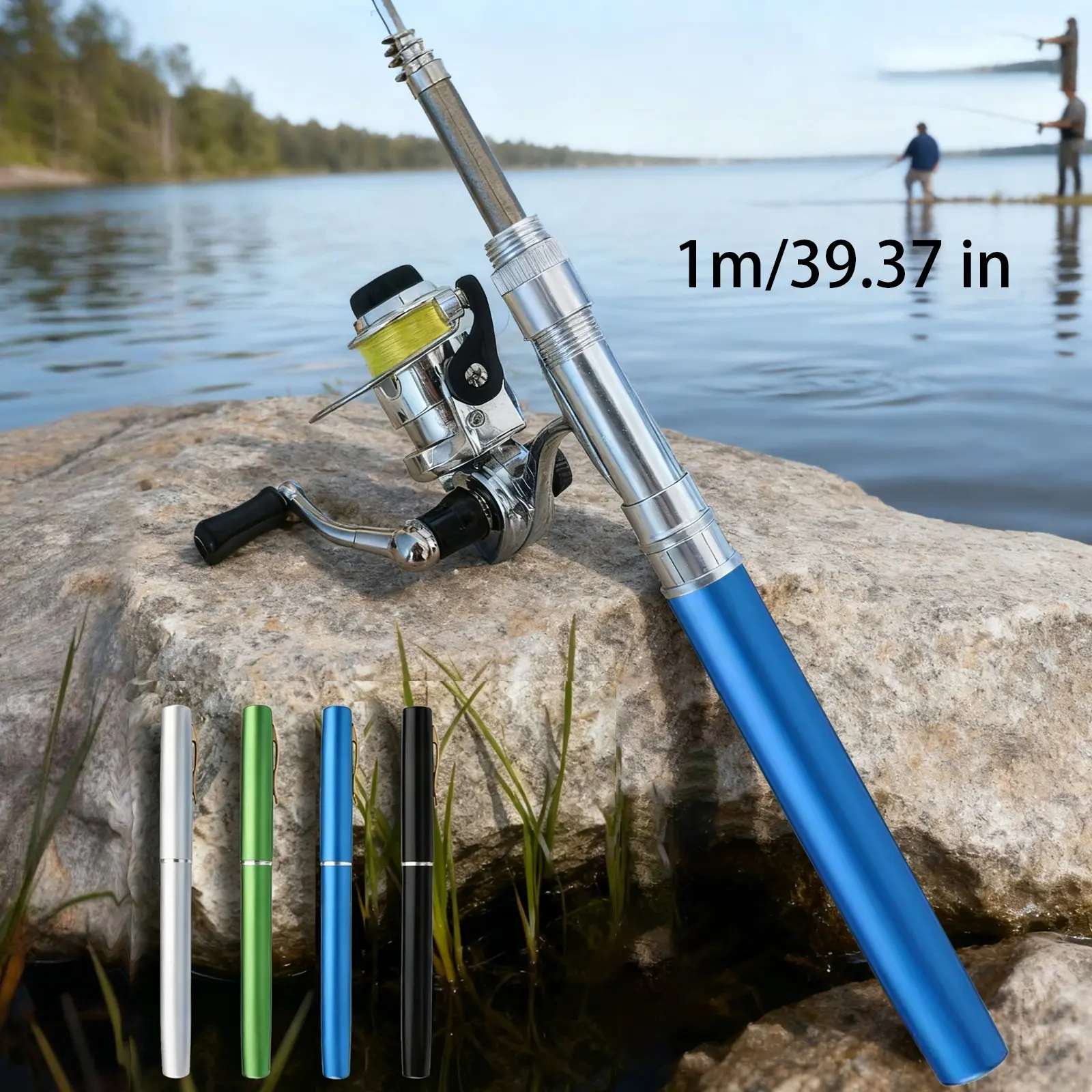 1m/39.37 in Pen Fishing Rod, Telescopic Fishing Rod Reel Combo, Pre-Assembled Line, Durable Steel Fiber, Aluminum Shell, Pocket Fishing Reel Combo, Outdoor Fishing Gear, Fishing Equipment, Suitable For Everyday Leisure And Short Fishing Trips