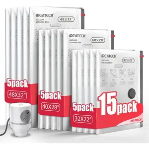 15Pack Vacuum Storage Bags with Electric Pump, Jumbo Vacuum Seal Bags for Clothing, Bedding & Blanket, Heavy Duty Compression Space Saver with Airtight Seal, Complete Home Storage-5M+5L+5XL