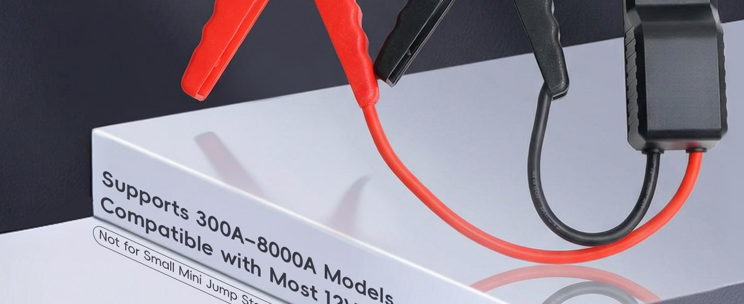 Smart Jump Starter Clamps,  10AWG EC5 Heavy Duty Replacement Alligator Clips for 12V Portable Car Battery Booster, Universal for SUV/Truck/RV (LED + Beep Alert)