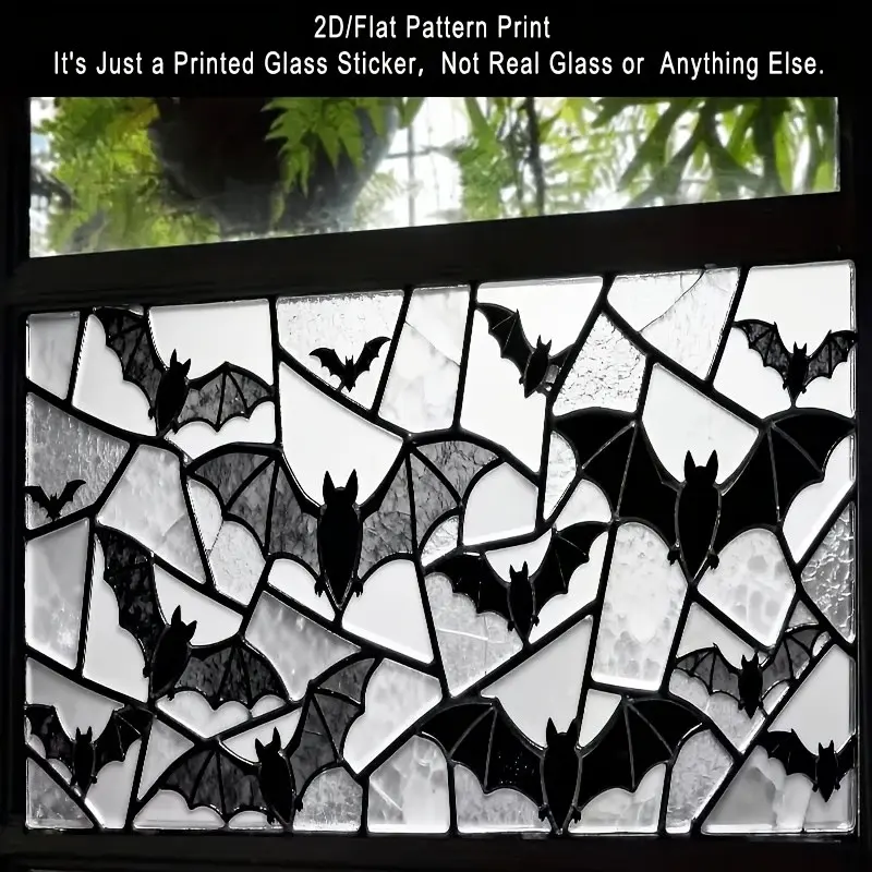 Halloween Bat Static Window Sticker, Decorative Sticker, Self-Adhesive Removable Decor, Privacy Protection, Living Room Bedroom Balcony Decoration, Festive Gift, Adhesive Stickers