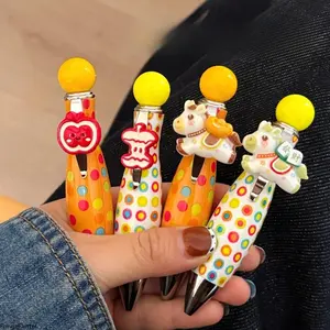 4pcs Creative Dopamine Twisting Bowling Spinner Keychains - Cute Chubby Fidget Writing Pens, Student Gift, Beautiful Stationery for Diary Writing