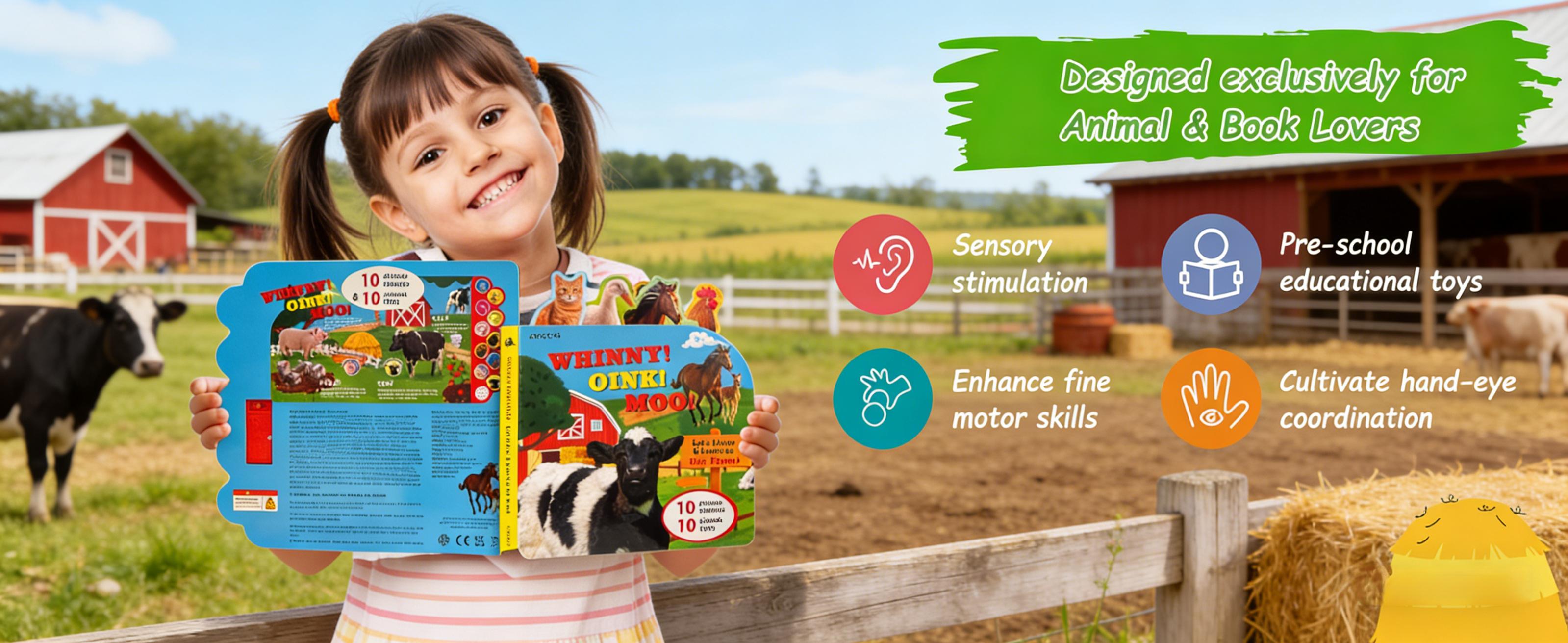 Plastic simulated animals,Farm Animals Figures Toys with Sound Books,10PCS Farm Animals for Toddlers & Animal Sound Books with 10 Buttons,  Farm Toys for Toddlers 2-6, Animal Lover Gifts for Kids