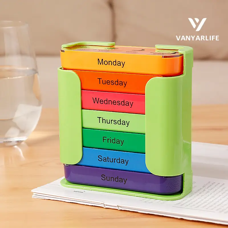 7-day Pill Storage Box, 1 Count Portable Large Capacity Pill Organizer, Daily Pill Storage Box for Home Office Travel, Home Supplies