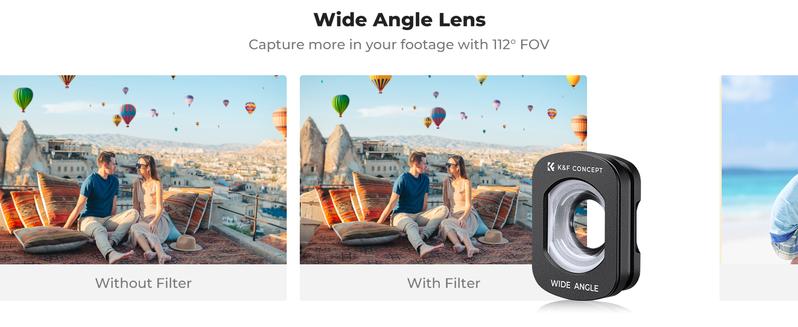 K&F Concept 4 Pack Magnetic Filter Set Compatible with DJI Osmo Pocket 3, CPL Polarizer Filter, Variable ND2-32, Black Diffusion Mist 1/4, Wide Angle Lens, Action Camera Accessories