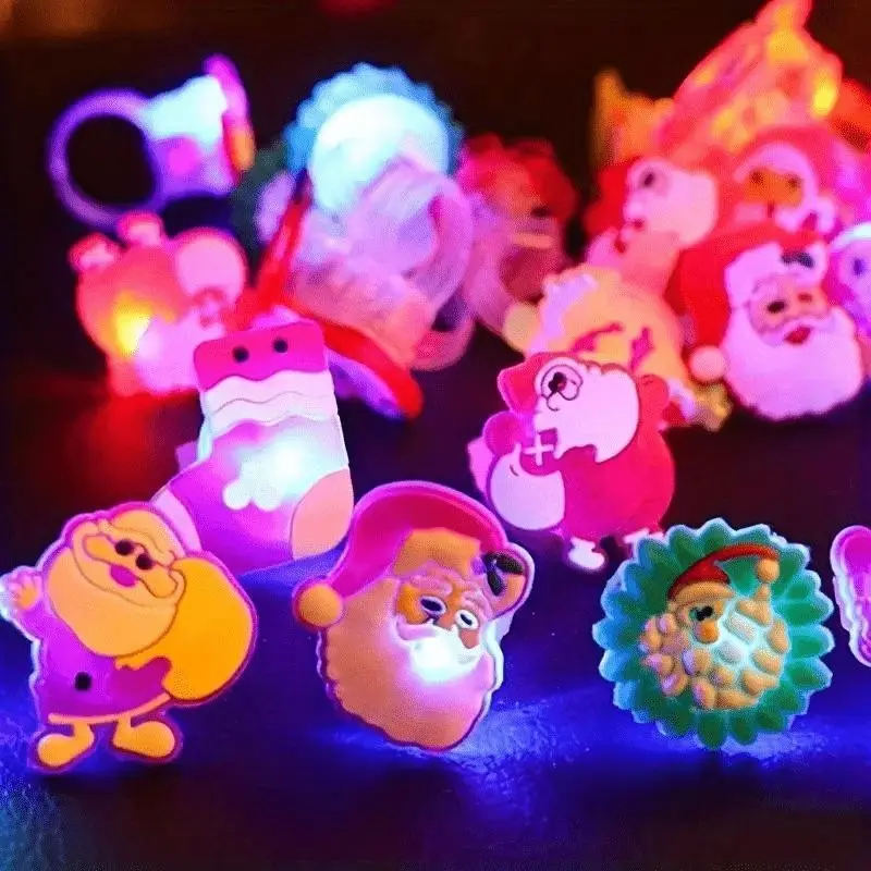 10 Pcs LED Glow Christmas Rings, Flashing Party Favors, Adult Birthday Gifts, Concert Souvenirs, Gift Bag Fillers, Holiday Presents