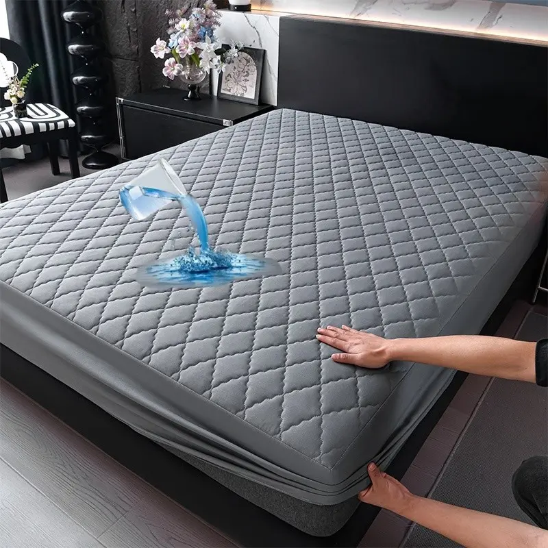 Waterproof Mattress Cover, Dustproof Mattress Protector, Deep-Pocket Non-Slip Elastic Bed Sheet Protector, Bedroom Accessory for Seniors, Pets & Adults Set