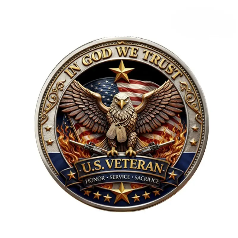 1776-2026 Us Veterans 250th Anniversary Eagle Medal, Patriotic Military Theme Collectible Gift, Memorial Badge for Anniversaries