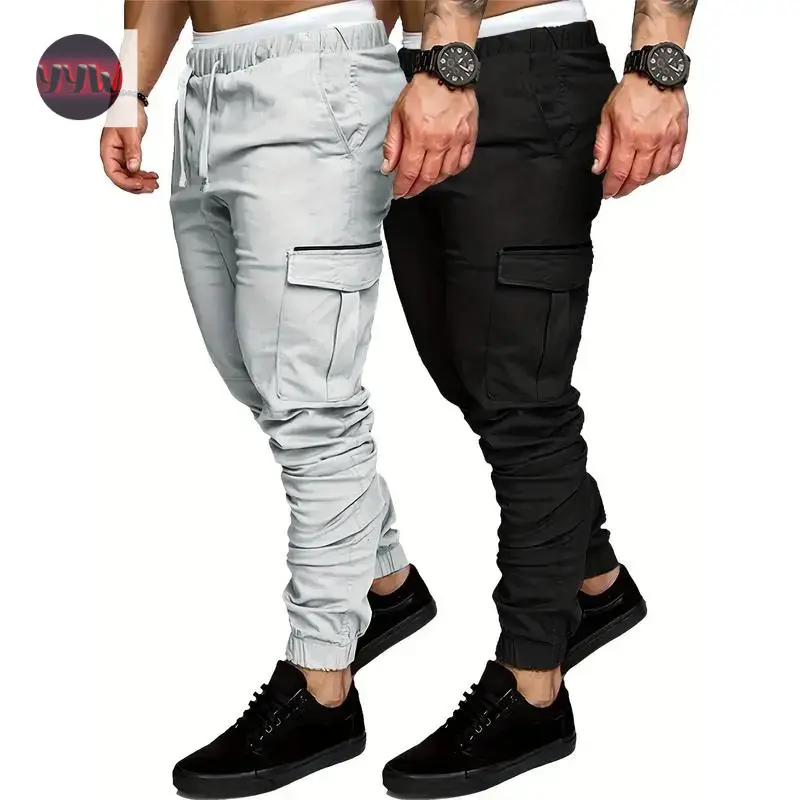 Men's 2-Pack Relaxed Fit Twill Cargo Joggers - Elastic Waistband, Stretch Fabric, Casual Sports & Outdoor Wear (YYW1 New), Twill Fabric