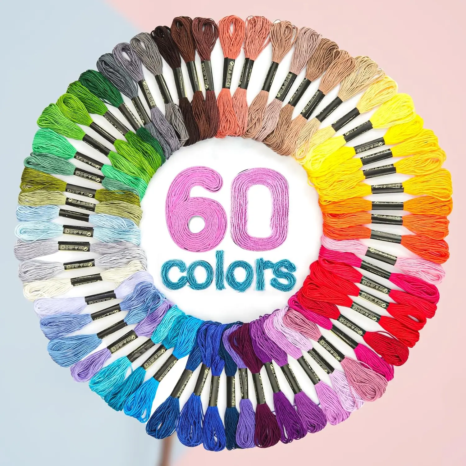 Embroidery Thread 60 count Friendship Bracelet String Floss Kit Yarn | Hair Wrap Shirt Lanyard Patterns Crochet Craft Threads Supplies   Sewing Needlepoint Thin Rainbow Beginners