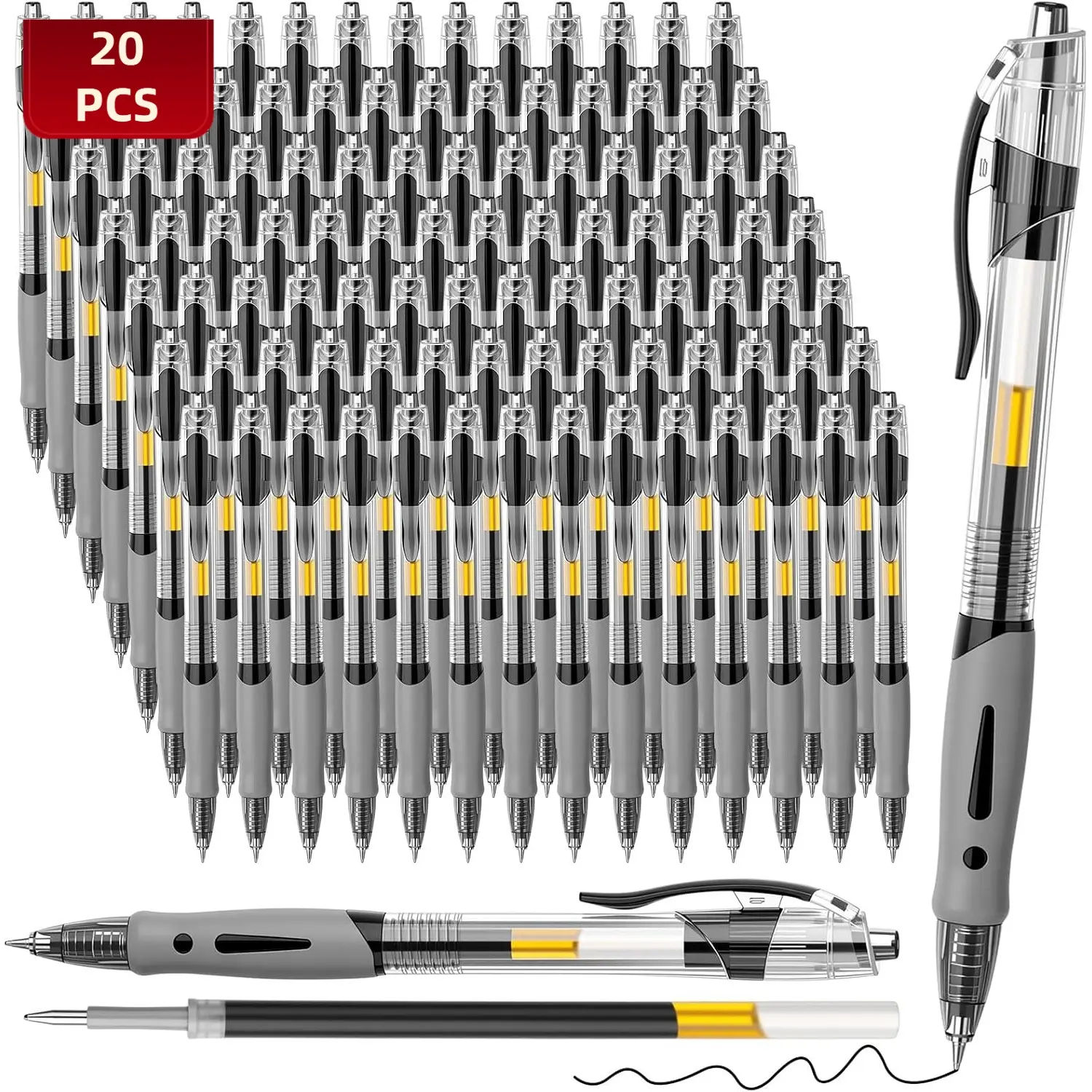 0.5 mm Gel Ink Pen (20 Pcs), Quick-Dry Smooth Writing Gel Pens, Stationery Supplies for Students, School, Home and Office