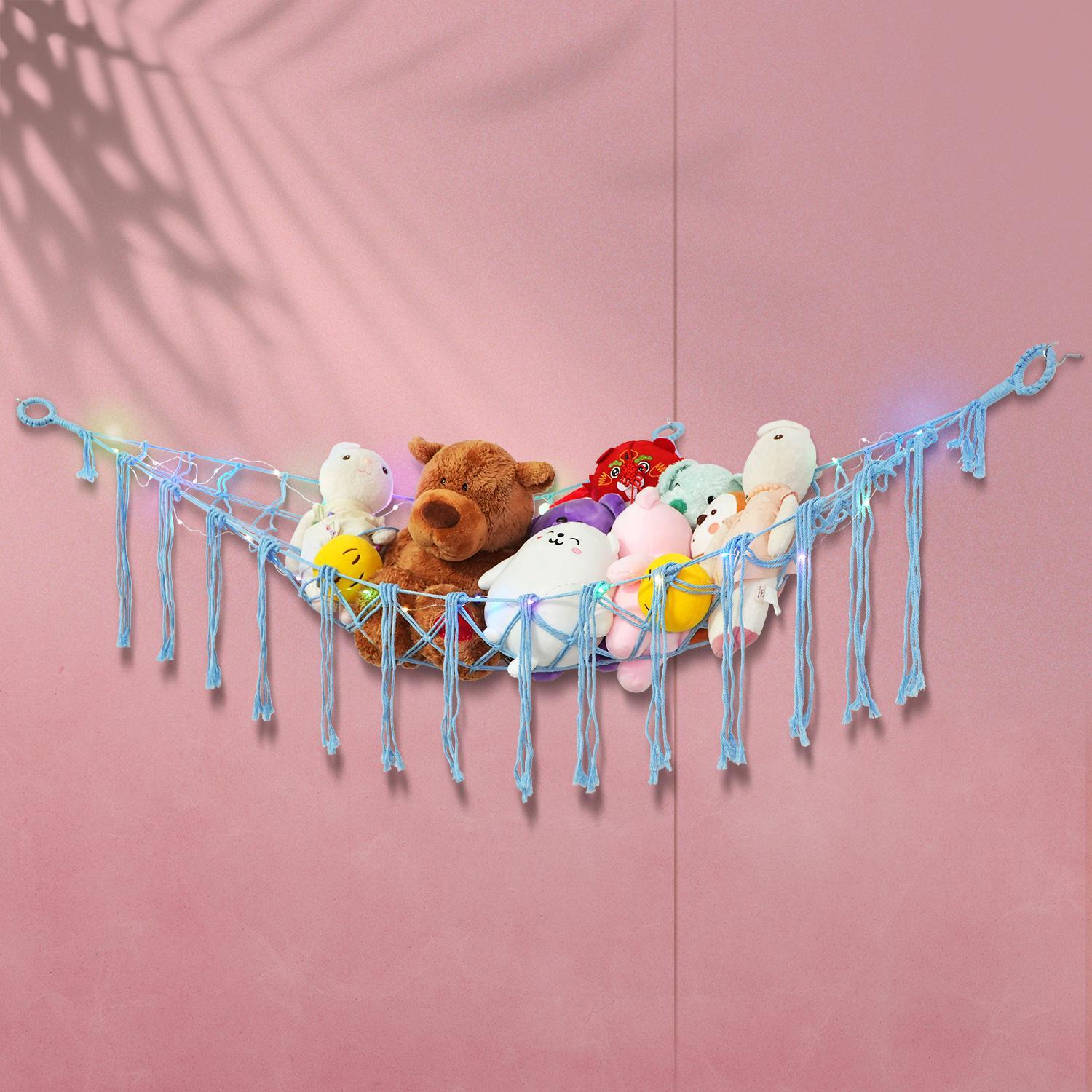 Extra Large Corner Hanging Plush Toy Storage Net, Cute Stuffed Animal Organizer & Decor for Kids' Rooms, Bedrooms & Nurseries, Ideal Holiday Gift for Halloween, Christmas & Easter