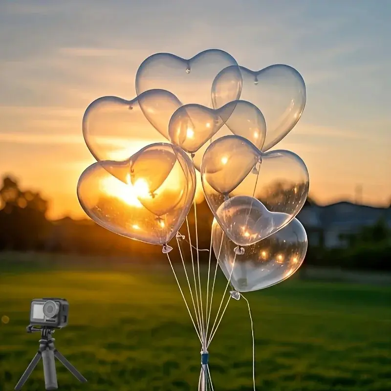 20pcs Transparent Heart Shaped Latex Balloons Set, Balloon Party Supplies, Perfect for Birthday Parties, Weddings, Anniversaries, Shower Party Decorations