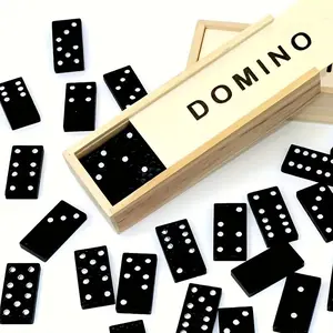 Dominoes High Standard 28pcs Black Domino Wooden Board Game Teaching Tool DOMINO