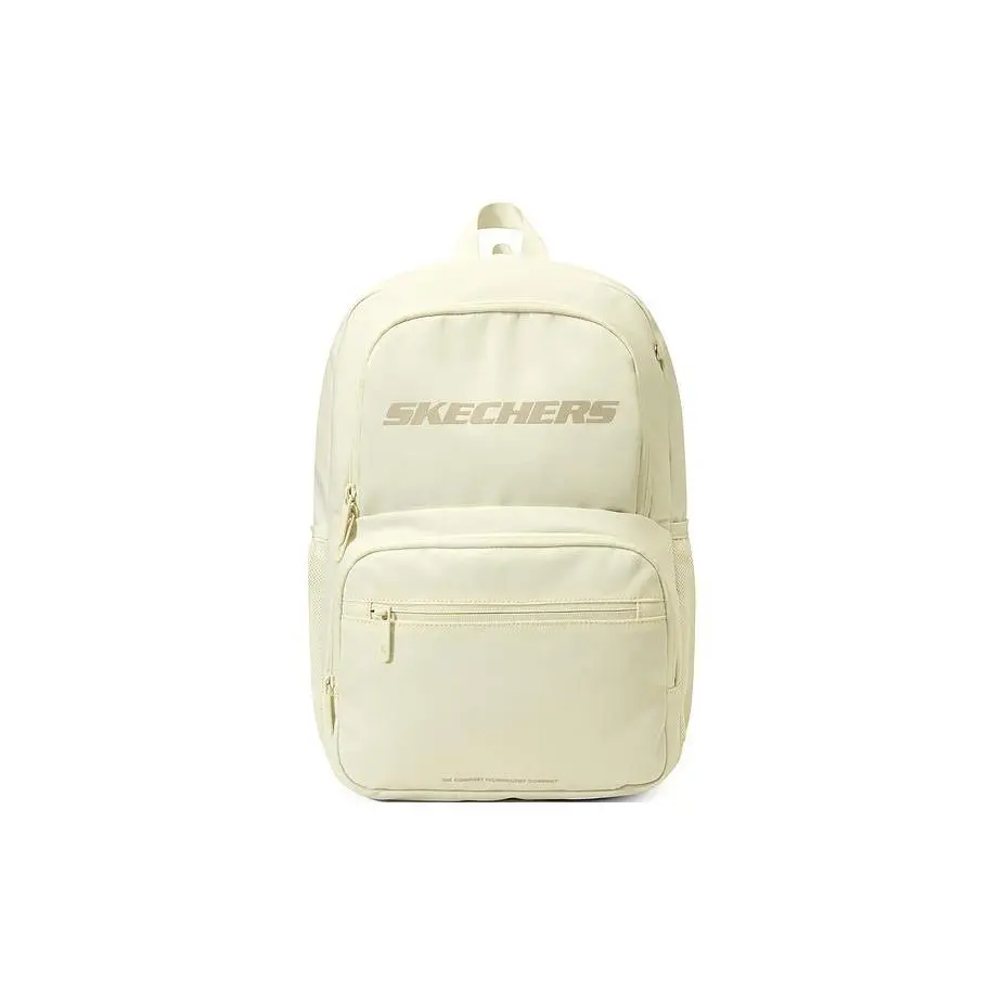 Skechers Fashion Casual Large-Capacity Portable Fabric Backpack for Men and Women – Cream White