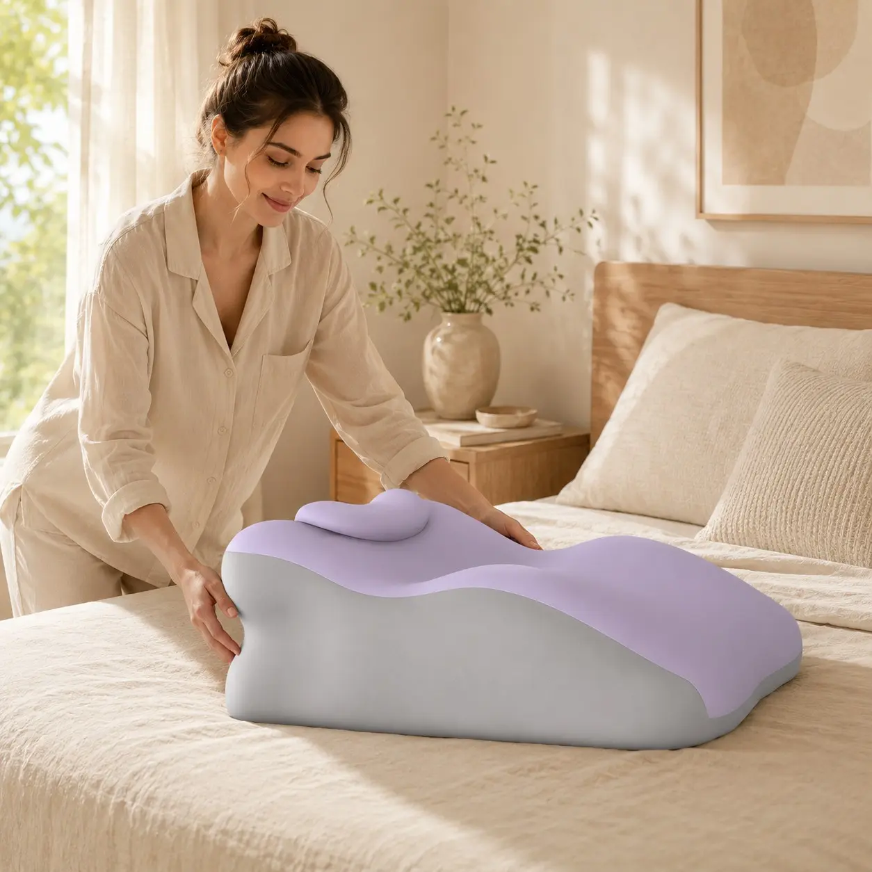Double Person Shared Home Leisure Cushion, Independent Pillow, Easy Clean Cover, Durable Material, Comfortable for Bedroom and Living Room